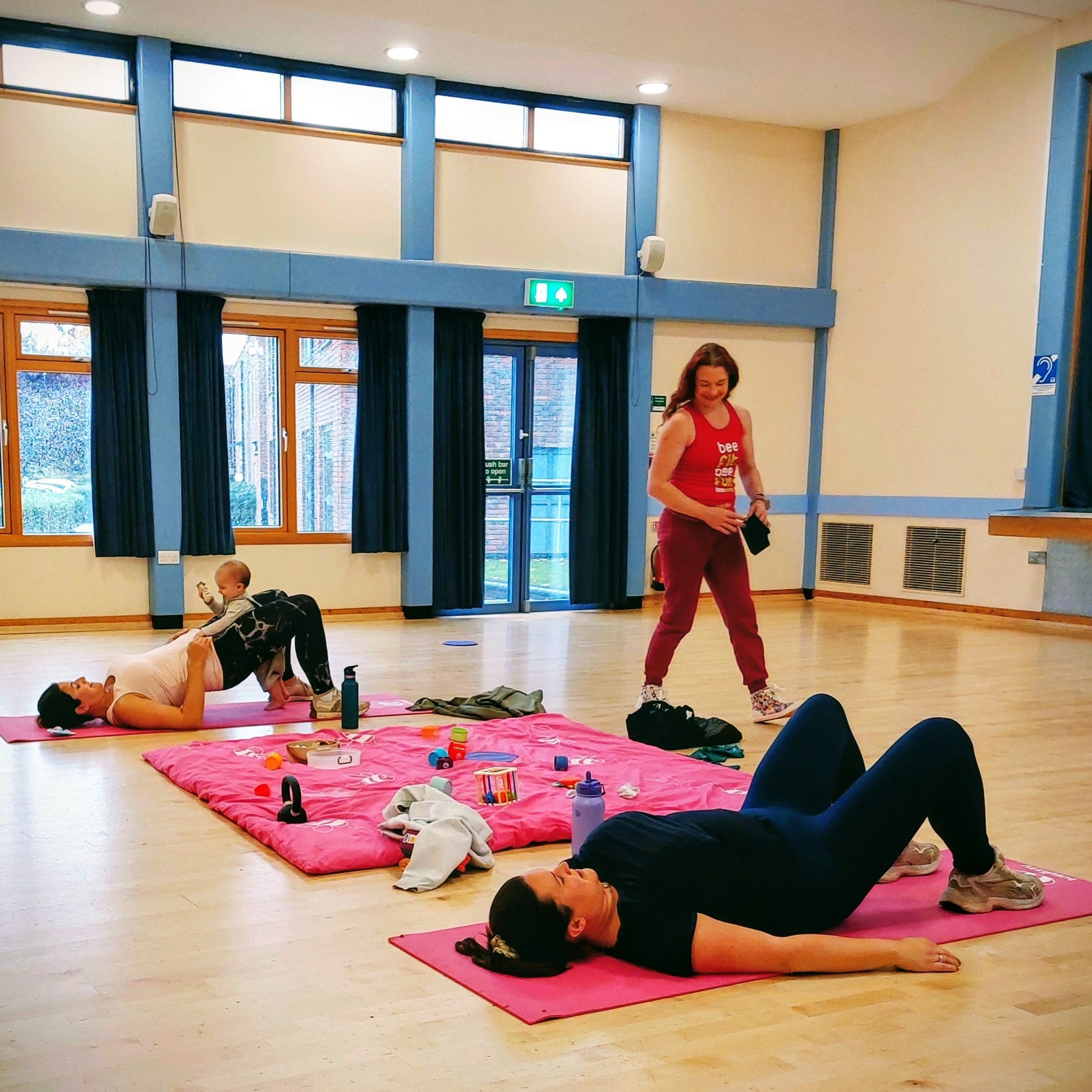 Mother and baby fitness class