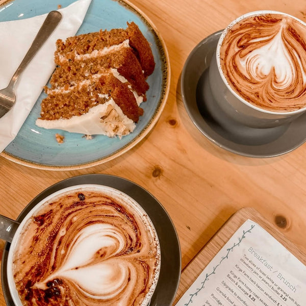 Cake and hot drink at Coffee at 108